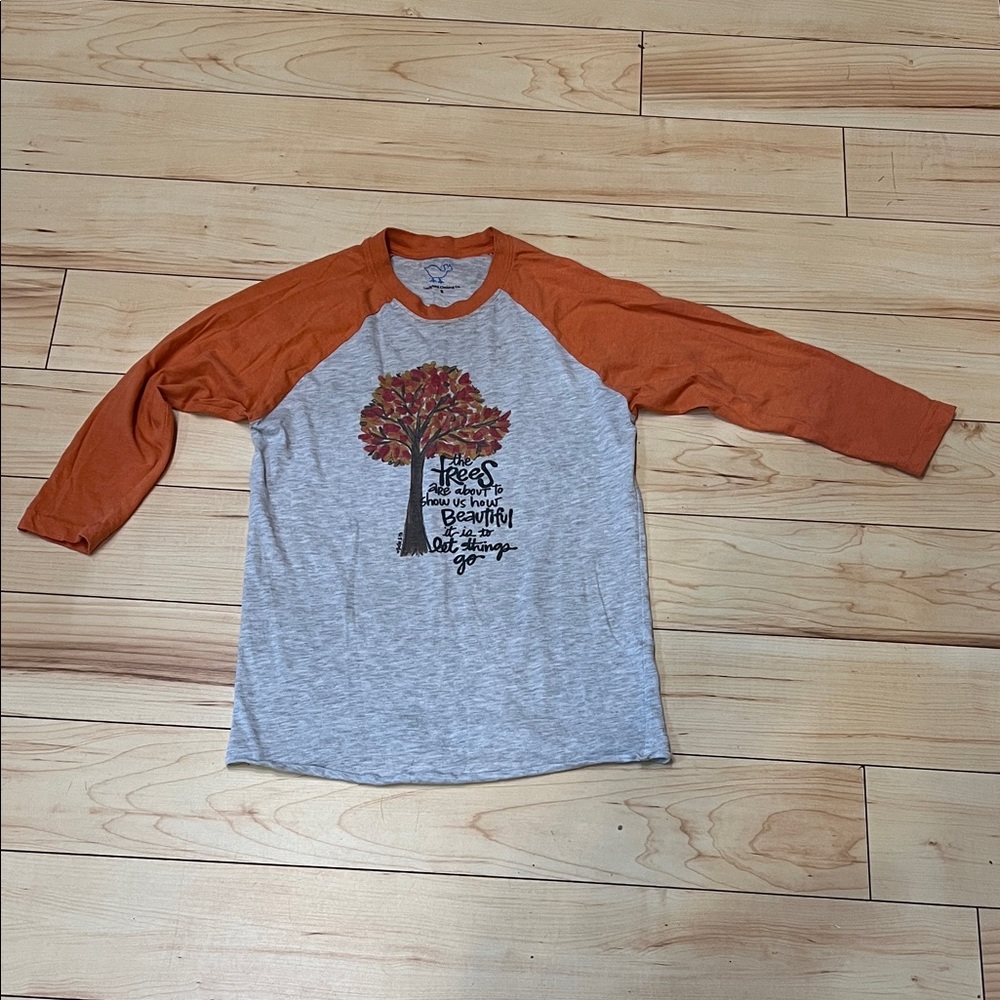 Luckybird Clothing Co.Orange and Gray 3/4 Length Sleeve Shirtless